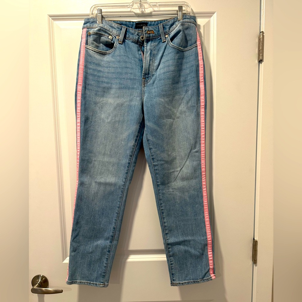 Soft denim with taped leg/ ankle cut